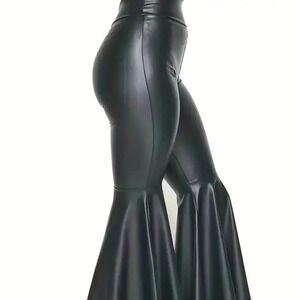 Plus Size Flare Leg PU Faux Leather Pants